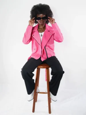 Blouson Veste Perfecto métallisé Fasodanfani rose LUILA