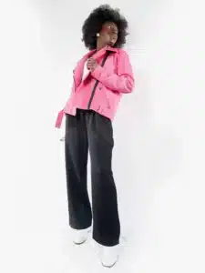 Blouson Veste Perfecto Fasodanfani rose LUILA
