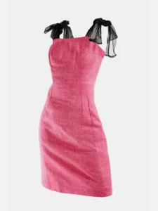 Robe rose à fils métallisés en fasodanfani LUILA