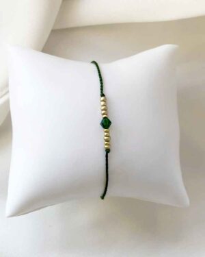 bracelet fin en perles vert et doré