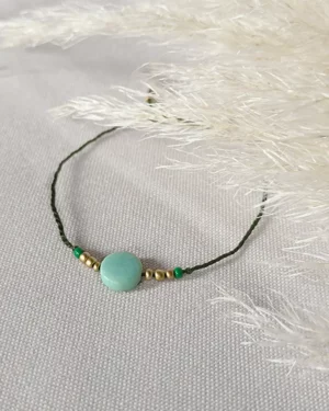 Bracelet pour femmes en perles de verres | fait main | Vert - Doré - LUILA