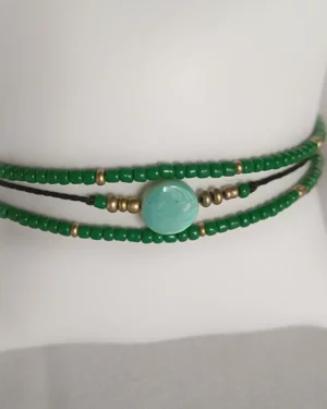 Bracelet pour femmes en perles de verres | fait main | Vert - Doré - LUILA