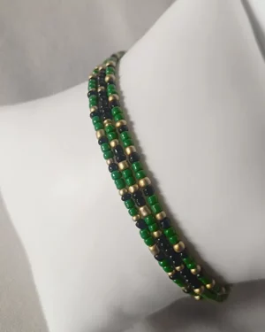 Bracelet fait main en perles de rocailles | Vert – Doré