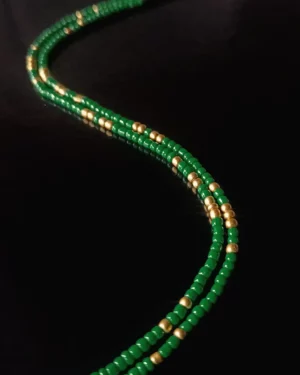 Bracelet fait main en perles de rocailles | Vert – Doré