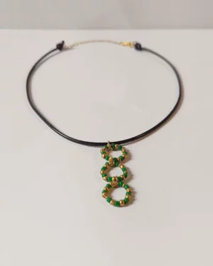 Collier ethnique fait main en perles de rocailles | Vert & Or