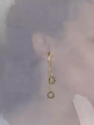 boucles d'oreilles pendantes fait main en perles de rocailles | Vert & Or LUILA